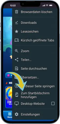 Lucky Pharaoh Wild Browser Menü auf Android öffnen