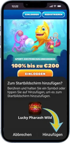 Lucky Pharaoh Wild Shortcut auf Android bestätigen
