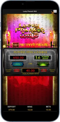 Lucky Pharaoh Wild App Gamble Option nach Gewinnrunde