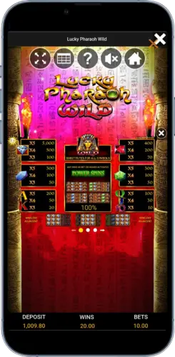 Lucky Pharaoh Wild App Regeln und Auszahlungstabelle