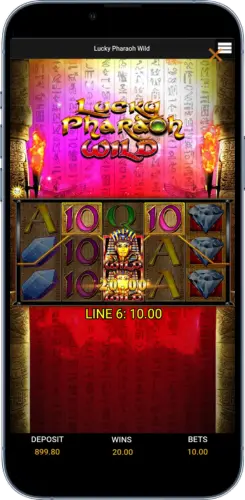 Lucky Pharaoh Wild App mit kleiner Gewinnkombination